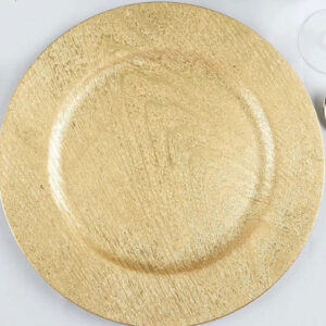 13 Inch Gold Embossed Wood Grain Round Acrylic